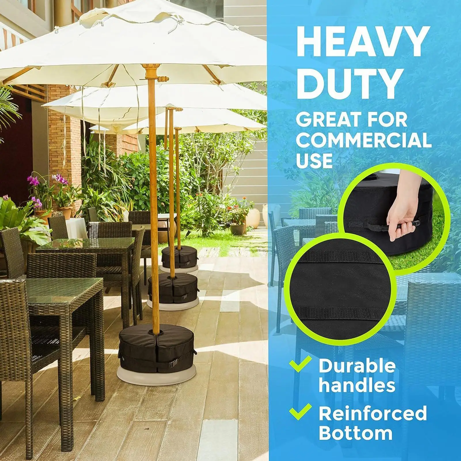 Heavy Duty Outdoor Umbrella Base Weight Sand Bag 90lbs Fillable Stabilizer for Cantilever Offset Patio Umbrellas Weights Sandbag