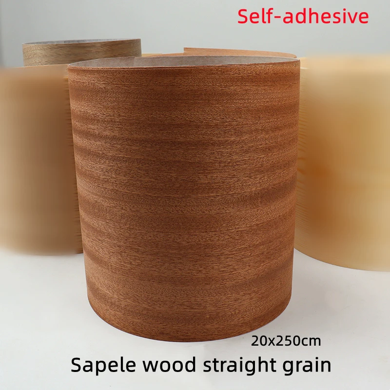 Self-adhesive Natural Wood Veneer for Furniture DIY Cupboard Door Repair, Walnut Sapele Grain Furniture Veneer 20*250cm(W*L)