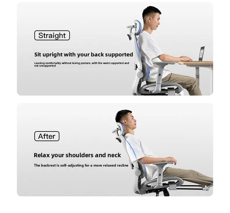 UVR Mesh Office Chair Home Ergonomic Design Backrest Armrest Stool Home Games Athletic Chair Reclining Boss Chair Furniture