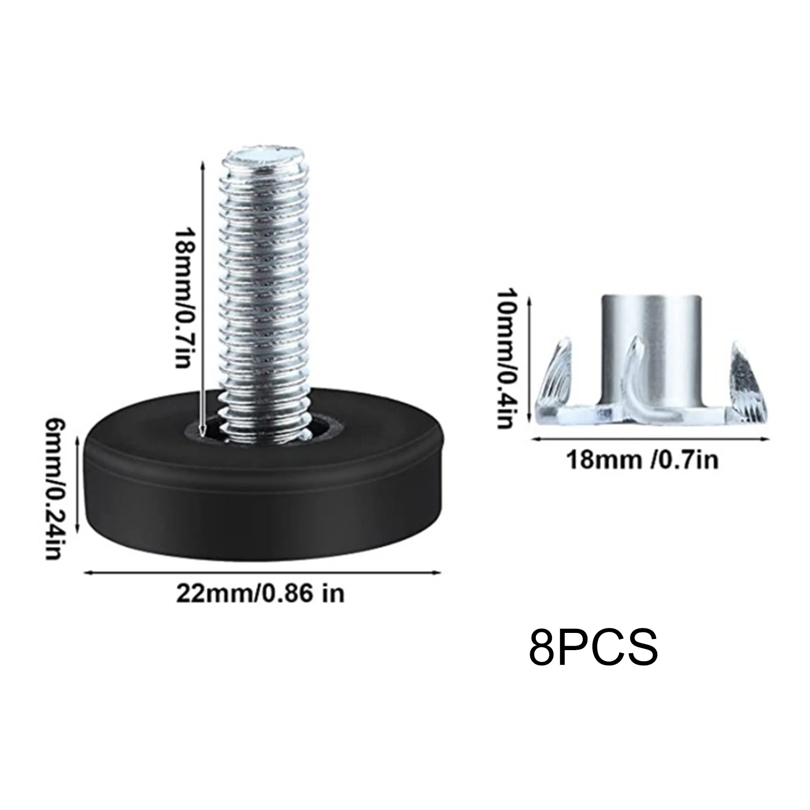 24/16/12/8pcs T-Shaped Furniture Leveler Heavy Duty Threaded Levelers Furniture Legs for Table Chair Cabinet Accessories