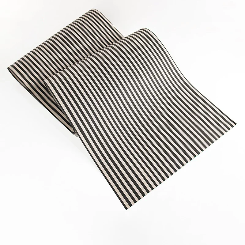 58x250cm Black and White Striped Engineered Wood Veneer Furniture Renovation Wall Paneling DIY Crafts Decorative Surface Sheets