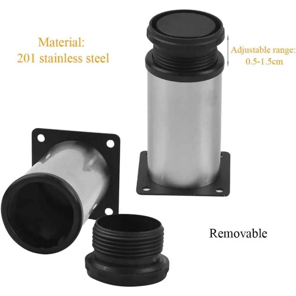 Metal Furniture Legs Adjustable Table Legs,4pcs Stainless Steel Kitchen Feet for Cabinet Furniture, Office Furniture,Sofa