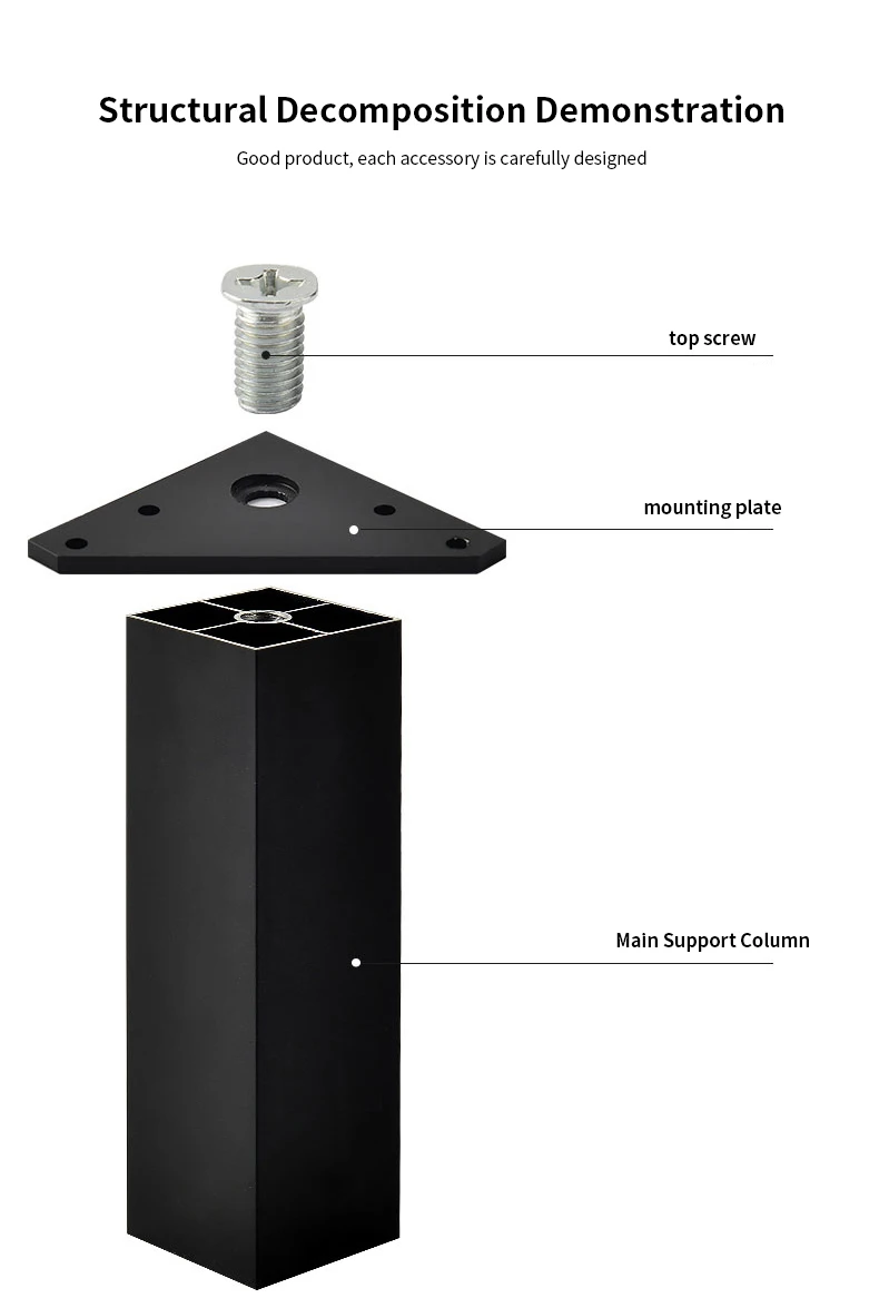 Adjustable Square Cabinet Feet Aluminum Furniture Feet Cabinet Feet Coffee Table Feet Pillar Bathroom Cabinet Support Feet