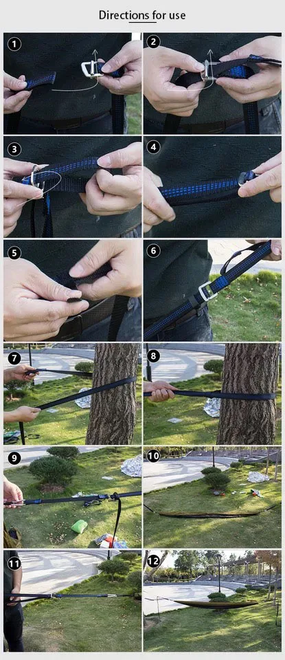 Portable Pair of 300cm Adjustable Outdoor Camping Hammock Hamac Hamaca Hamak Straps Belts Hanging Tree Rope