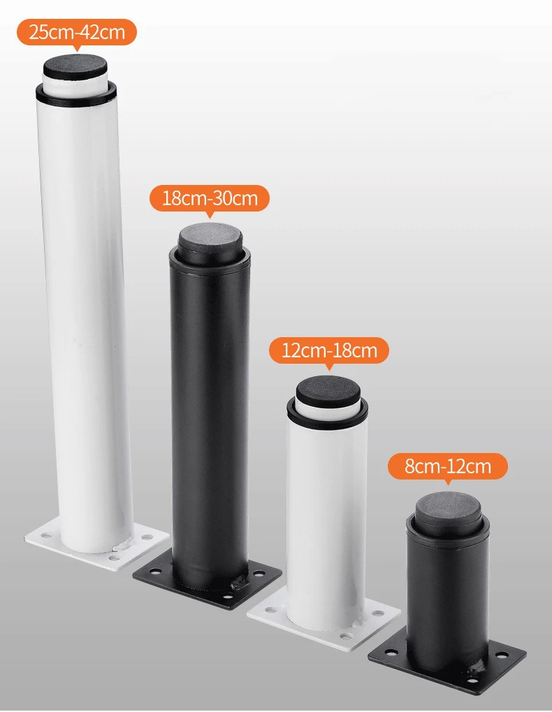 KAK Adjustable Furniture Leg Cold Rolled Steel Black White Table Feet Replacement Cabinet Sofa Metal Foot Furniture Hardware