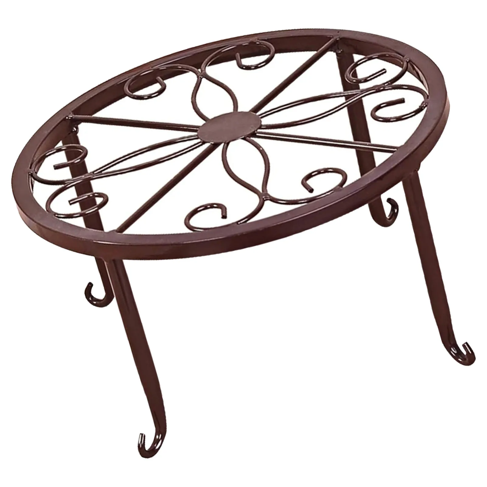 Metal Plant Shelves Hollow Round Flower Pot Rack Protect Floor Flower Pot Shelf for Home Patio Balcony Porch