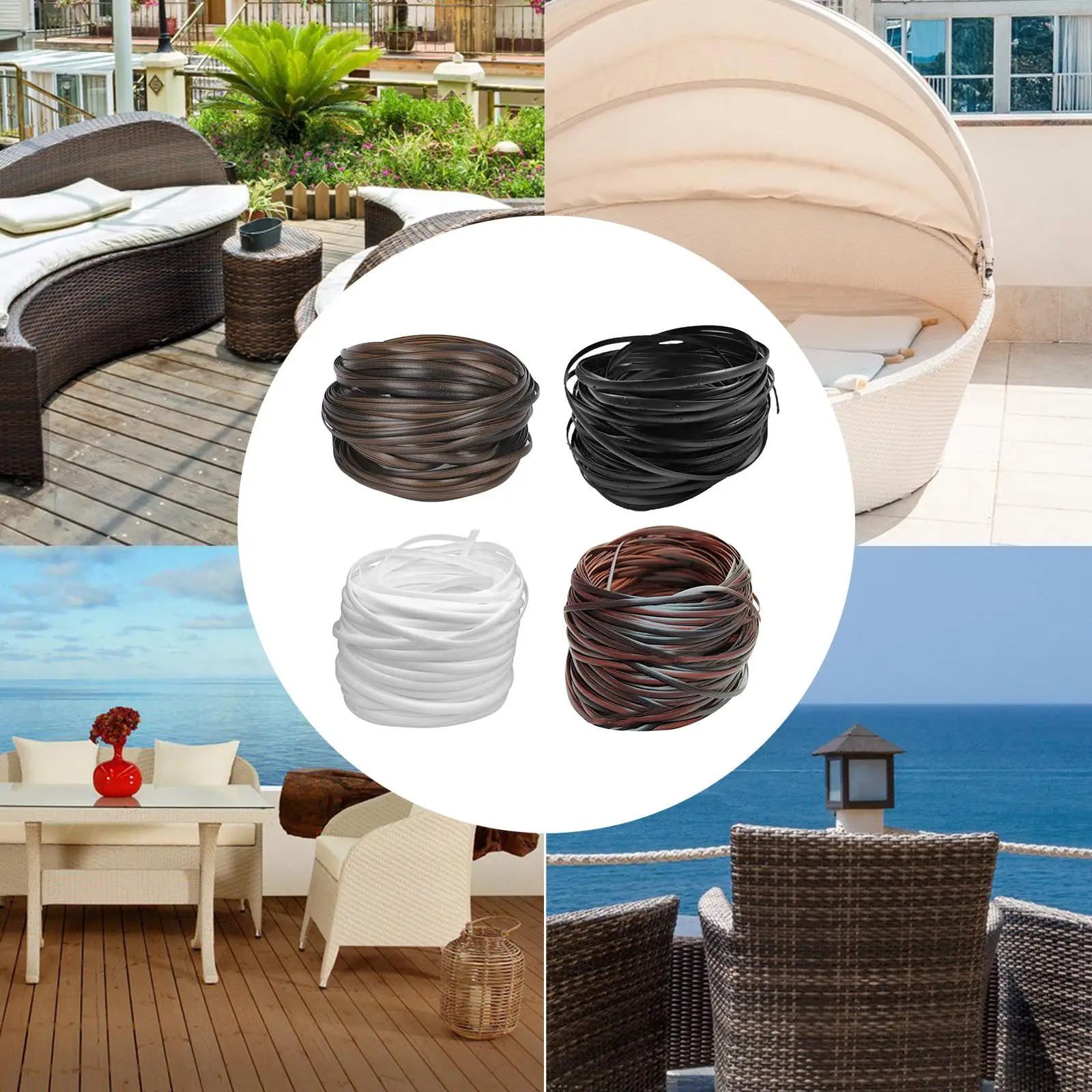 32M Patio Furniture Wicker Repair Kit Flat Synthetic Weaving Rattan Fix Material for Garden Patio Sofa Table Basket Replacemet