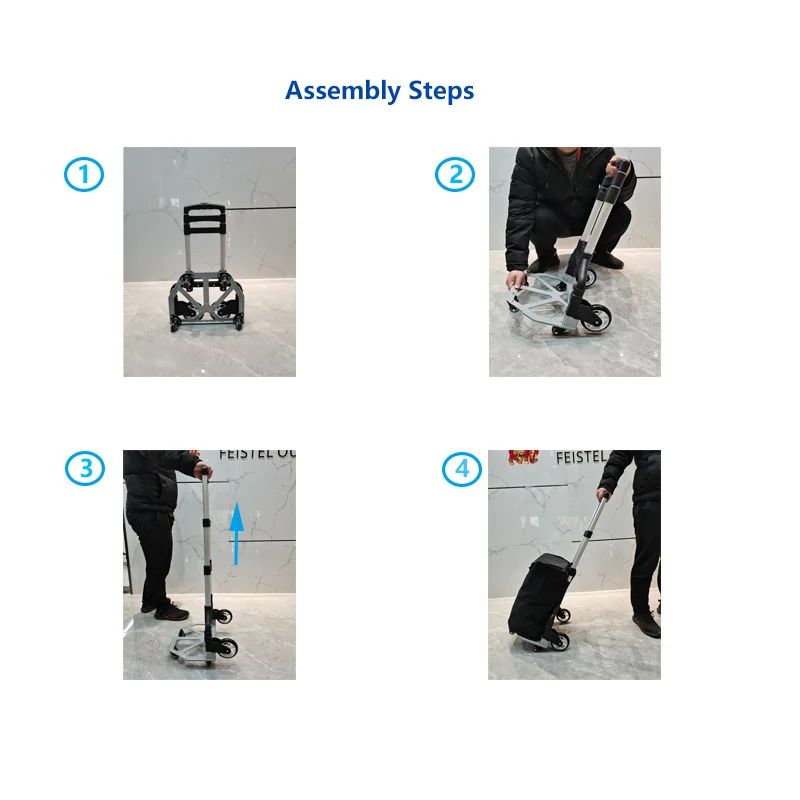 2025 NEW 150kg All Terrain Stair Climbing Cart Hand Truck with Bungee Cord Portable Folding Trolley for Upstairs Cargo with bag