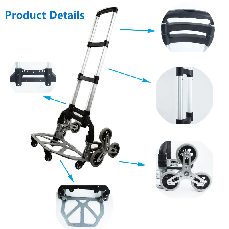 2025 NEW 150kg All Terrain Stair Climbing Cart Hand Truck with Bungee Cord Portable Folding Trolley for Upstairs Cargo with bag