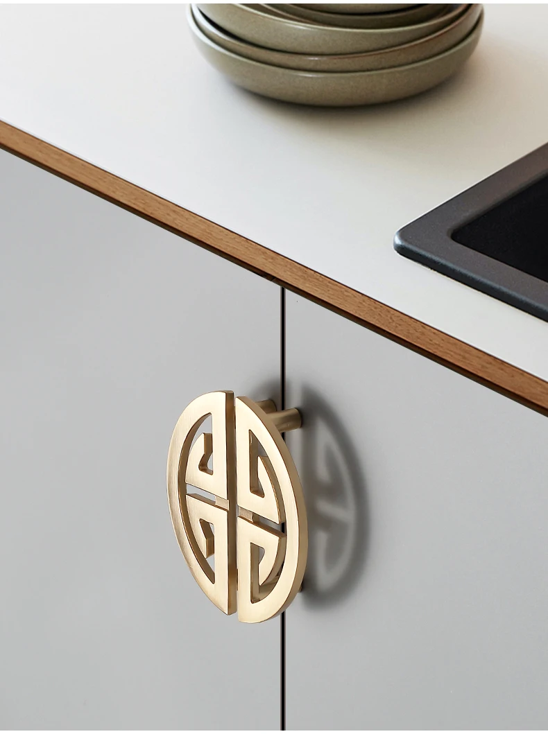 1pcs New Chinese Style Wardrobe Door Handle Golden Cabinet Door Knob Lengthened Shoe Cabinet Furniture Hardware