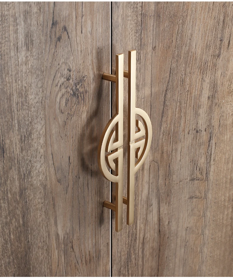 1pcs New Chinese Style Wardrobe Door Handle Golden Cabinet Door Knob Lengthened Shoe Cabinet Furniture Hardware
