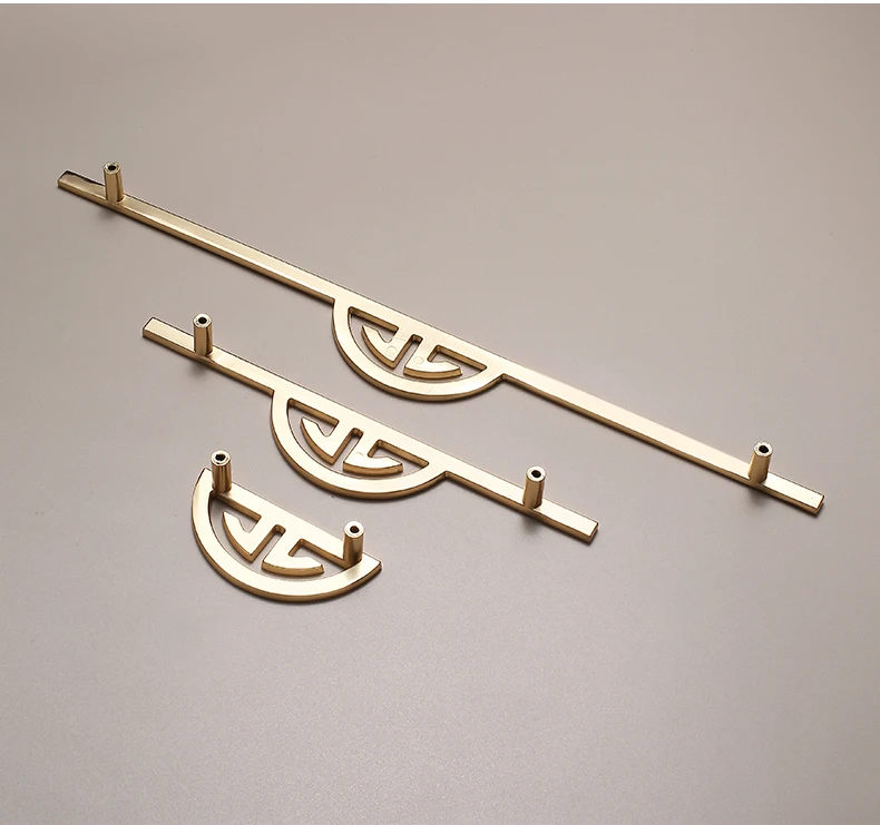 1pcs New Chinese Style Wardrobe Door Handle Golden Cabinet Door Knob Lengthened Shoe Cabinet Furniture Hardware