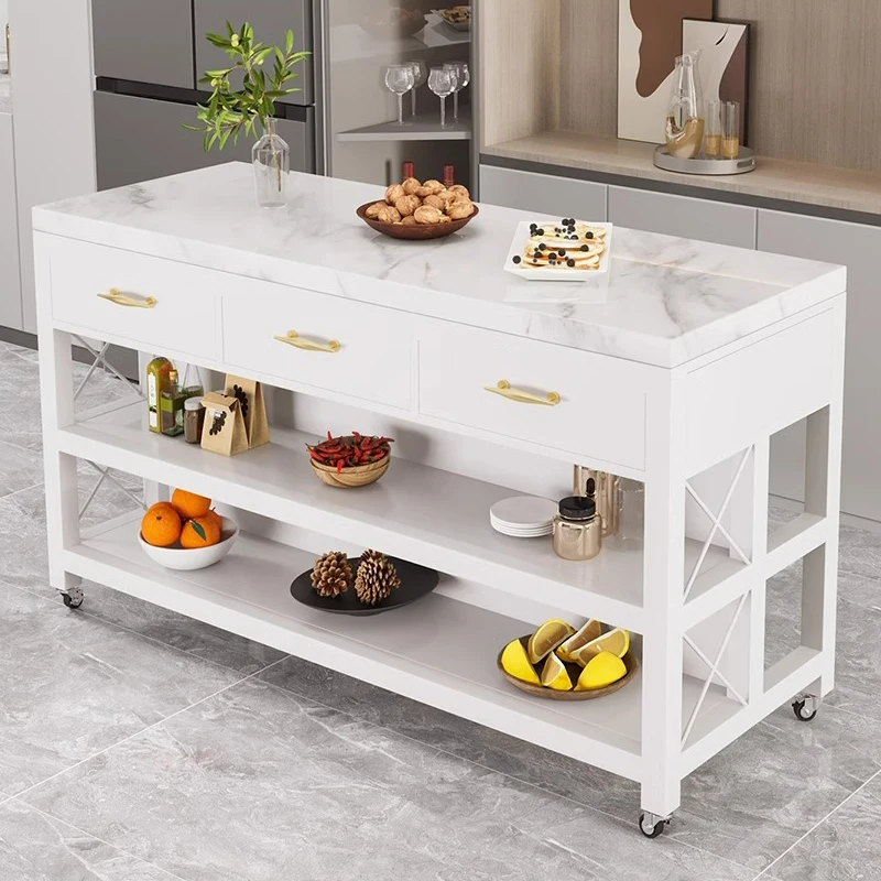Marble Top Kitchen Island Kitchen Trolley Cart Cabinet Island With Storage Movable