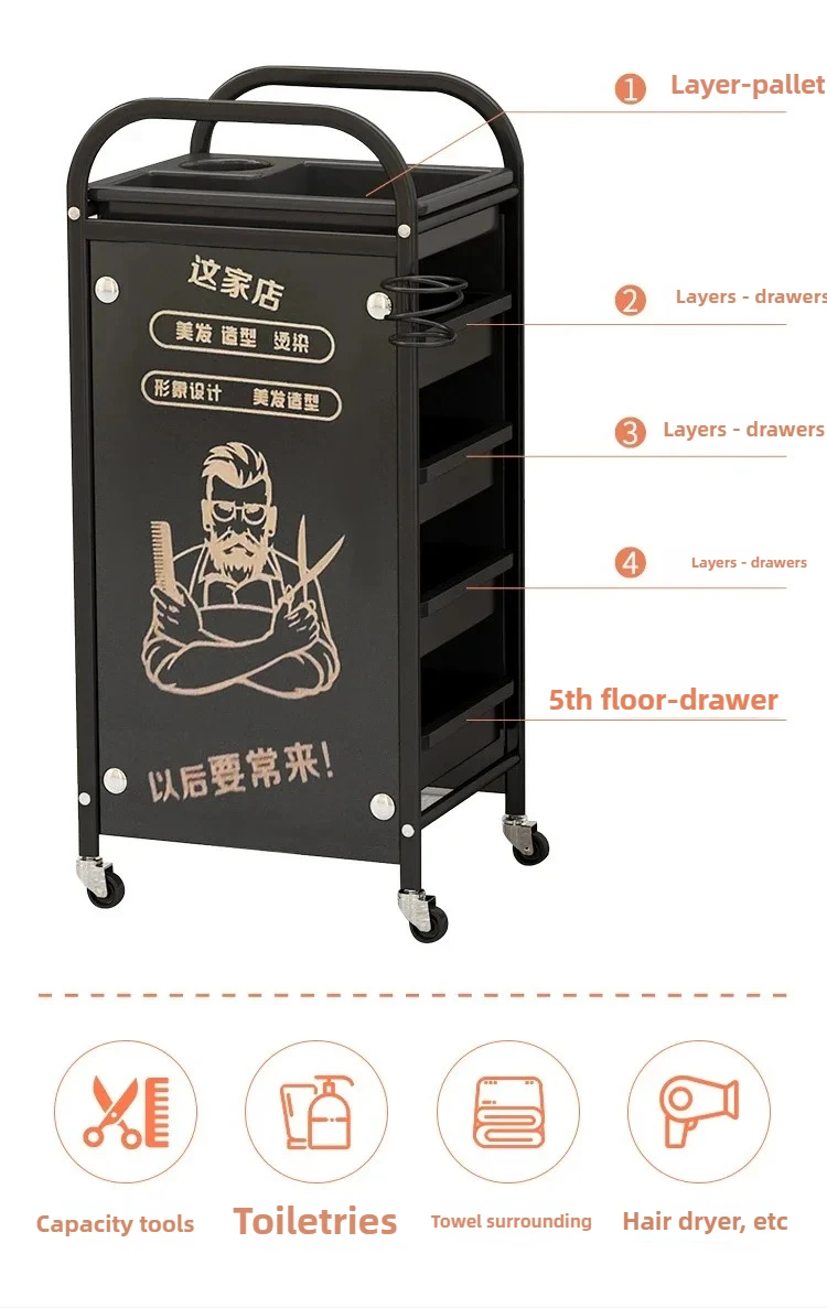 Hairdresser Tool Trolley Cart Rolling Barber Lash and Tattoo Cart for Spa and Salon Use Portable Salon Organizer