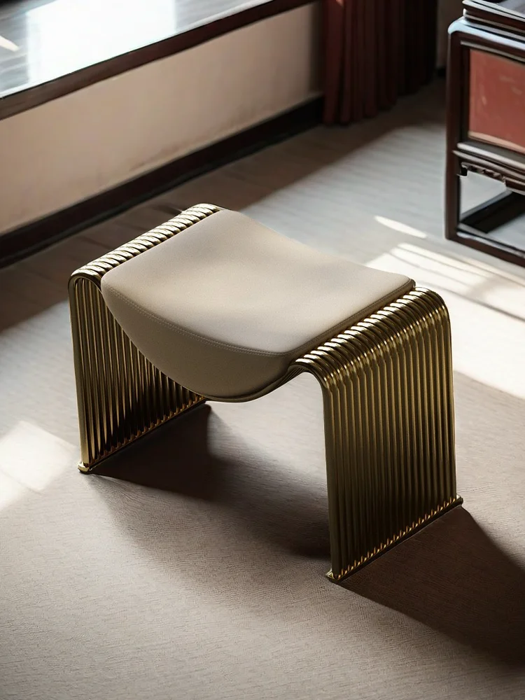 Italian Light Luxury Bedroom Dressing Chair,home Entrance Iron Minimalist Shoe-changing Stool ,living Room Grand Reception Stool