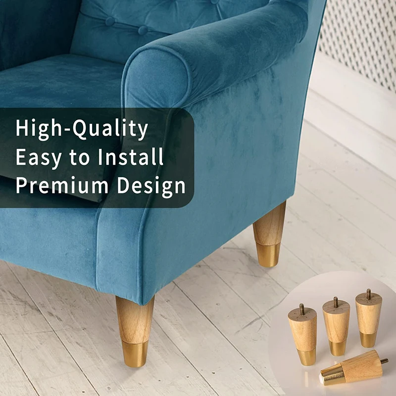 4Pcs Wood Furniture Legs, Round Solid Mid Century Legs 10CM 15CM Couch Legs Replacement Legs for Dresser Cabinets Sofas Ottoman
