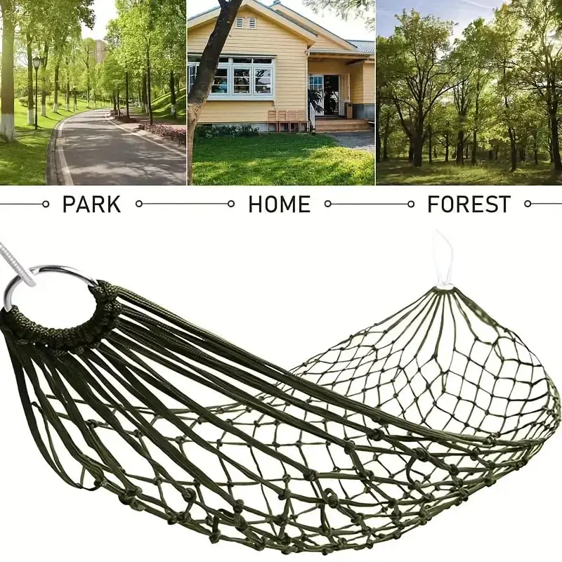 Travel Hammock,Camping Hammock, Outdoor Sport Hammock Army Green Net Mesh Nylon Sleeping Bed