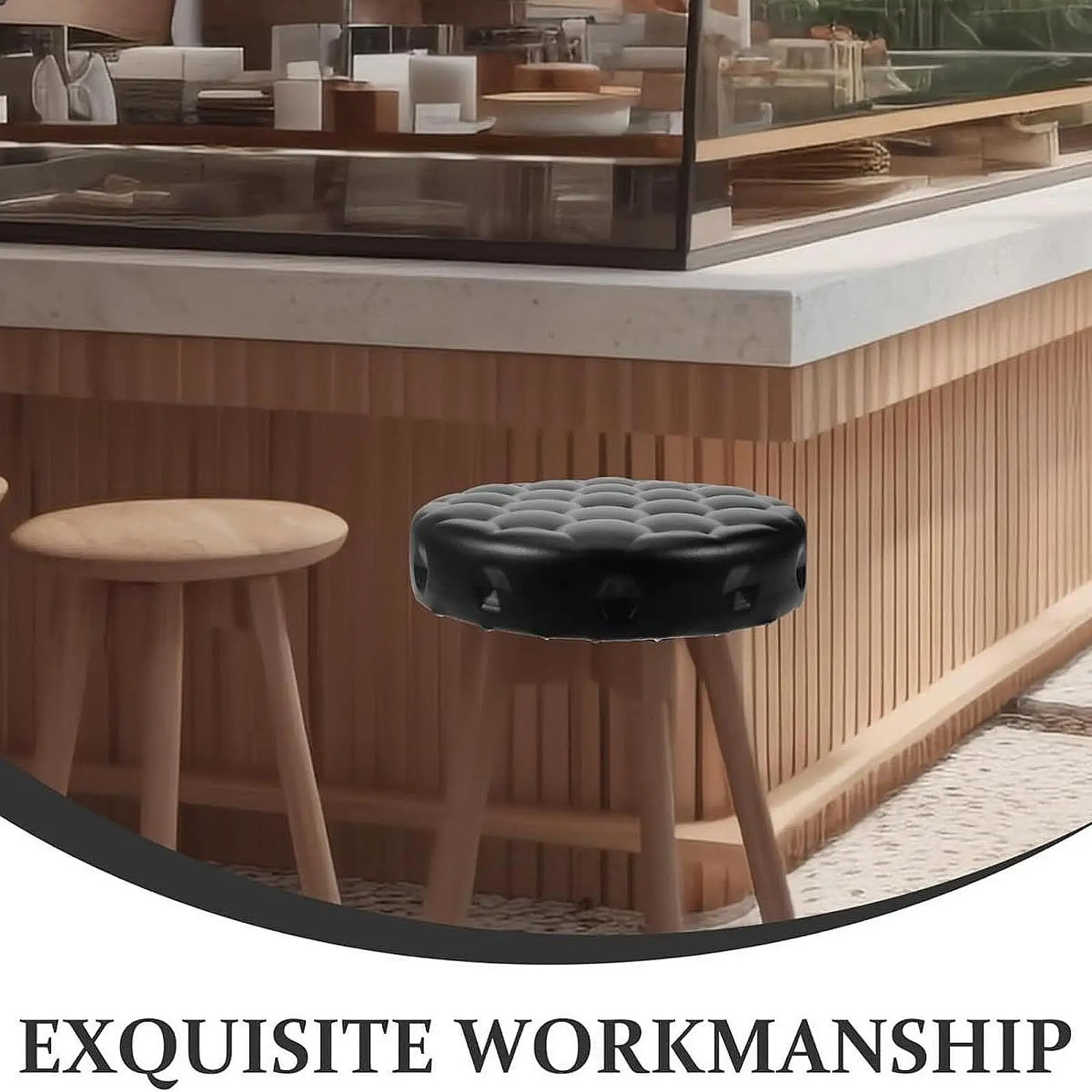 Barstool Seat Cushion Seat Top Comfortable Replace Parts Easy Installation PU Leather Cover Heavy Duty for Salon Barber Shop SPA