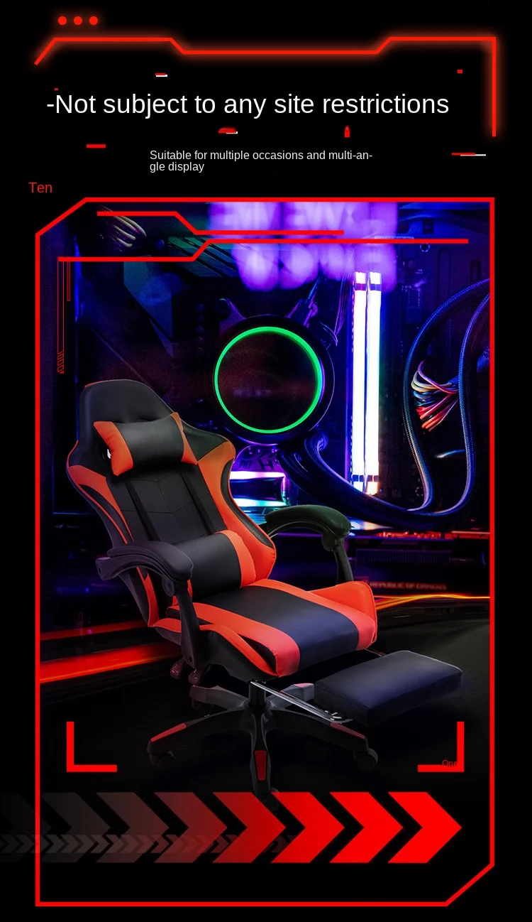 UVR Girls Computer Chair Home Office Chair Ergonomic Backrest Sponge Cushion with Footrest Professional Computer Game Chair