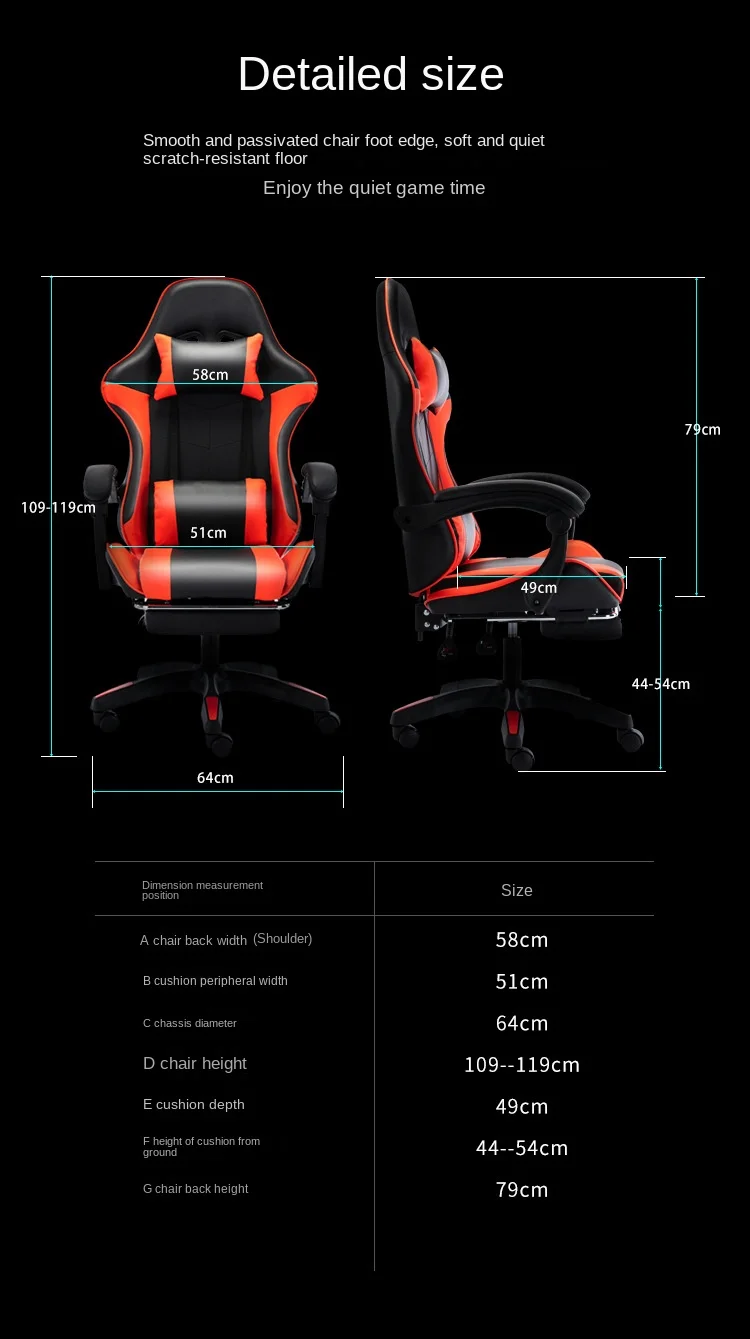 UVR Girls Computer Chair Home Office Chair Ergonomic Backrest Sponge Cushion with Footrest Professional Computer Game Chair