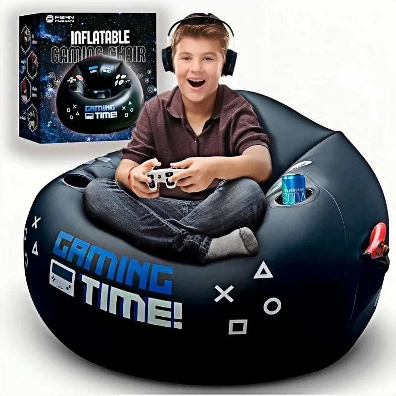 Pvc Gaming Inflatable Circular Sofa Chair, Creative Internet Cafe Game Hall Backrest Chair Lazy Music Festival with Letter Sofa