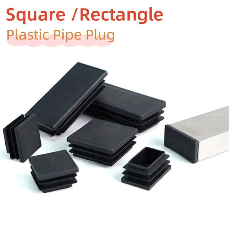 3/5/10/20/30/50pcs Rectangular Pipe Plug Square Plastic Blanking End Caps Table Pipe Inserts Plug Anti Slip Furniture Foot Cover