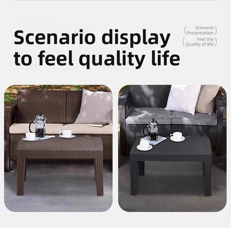 Outdoor Imitation Rattan Woven Small Coffee Table Outdoor Courtyard Balcony Villa Hotel Sofa Modern Simple Folding Table