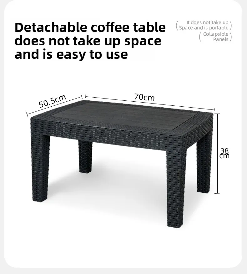 Outdoor Imitation Rattan Woven Small Coffee Table Outdoor Courtyard Balcony Villa Hotel Sofa Modern Simple Folding Table