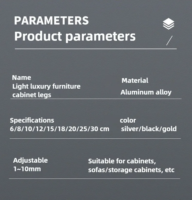 4pcs 6-30cm Aluminum Alloy Furniture Legs Metal Adjustable Legs, for Cabinet Table Legs Sofa Feet Furniture Replacement Foot