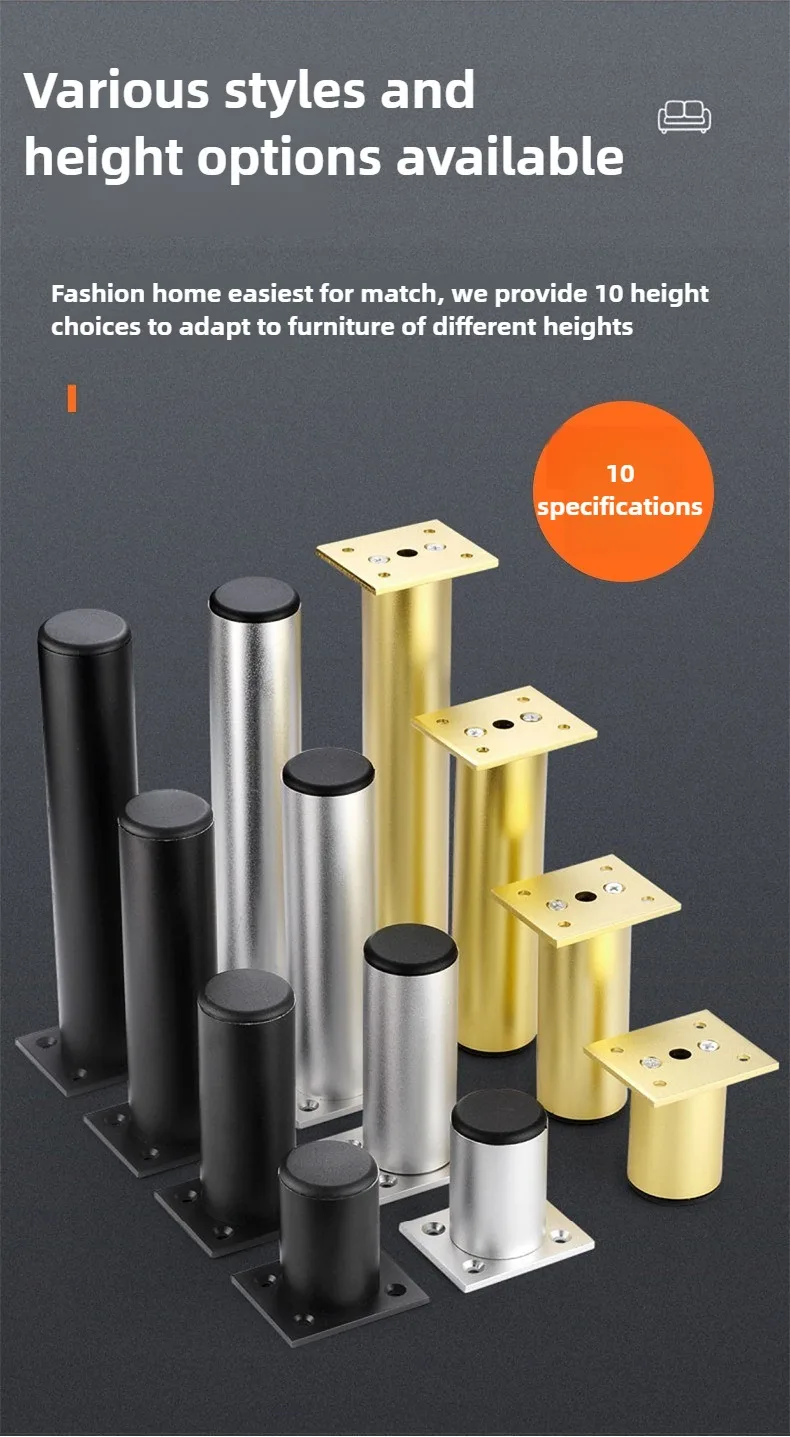 4pcs 6-30cm Aluminum Alloy Furniture Legs Metal Adjustable Legs, for Cabinet Table Legs Sofa Feet Furniture Replacement Foot