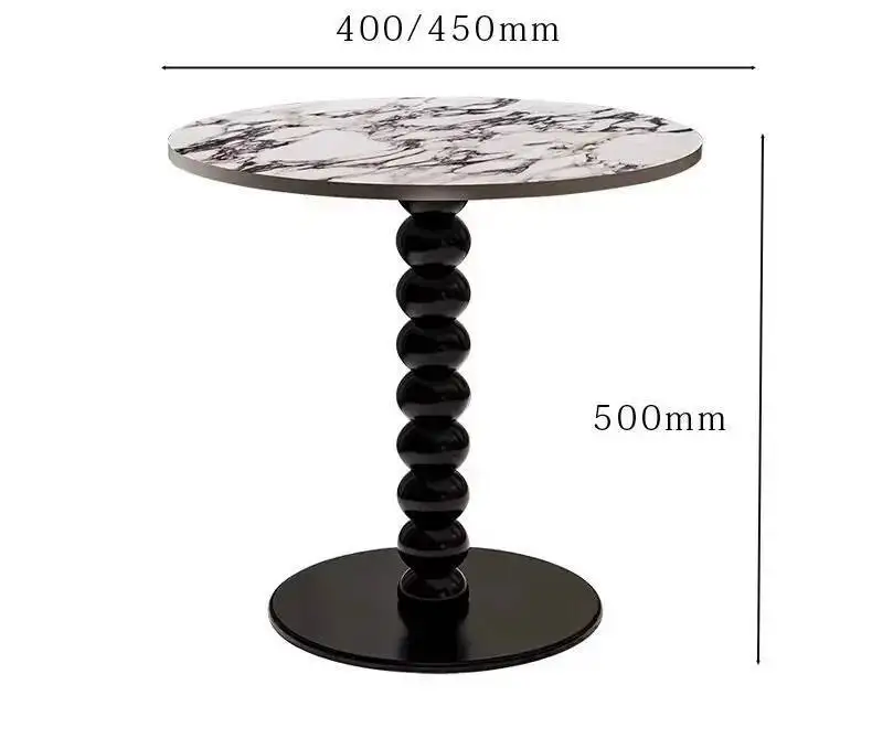 Natural Retro Marble Coffee Table Living Room Balcony Round Table Side Table French Home Bedside Tables Stone Tabletop
