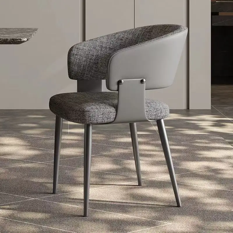 2PCS Contemporary Nordic Design Luxury Upholstered Dining Chairs Modern Metal Faux Leather for Villa & Restaurant Use Indoor