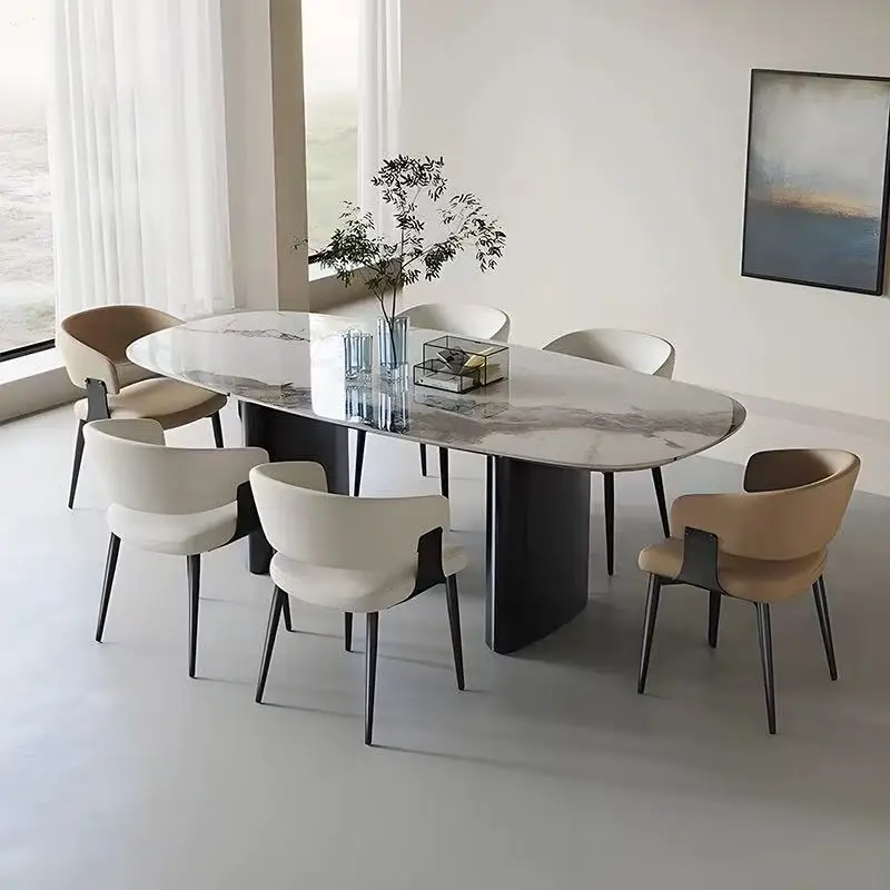 2PCS Contemporary Nordic Design Luxury Upholstered Dining Chairs Modern Metal Faux Leather for Villa & Restaurant Use Indoor