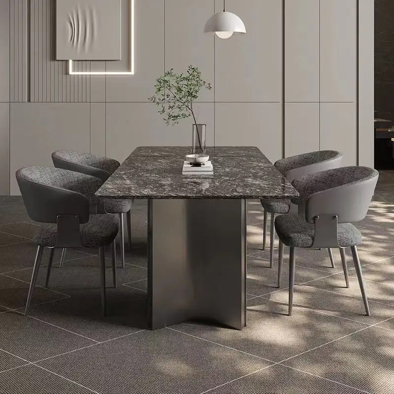 2PCS Contemporary Nordic Design Luxury Upholstered Dining Chairs Modern Metal Faux Leather for Villa & Restaurant Use Indoor