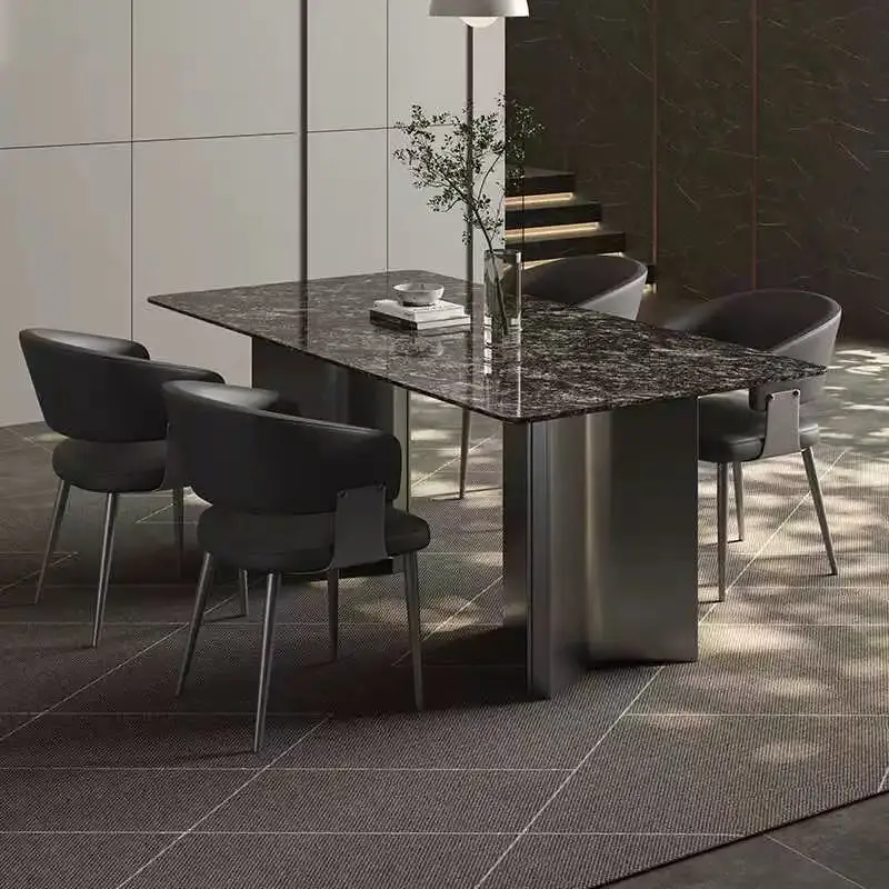 2PCS Contemporary Nordic Design Luxury Upholstered Dining Chairs Modern Metal Faux Leather for Villa & Restaurant Use Indoor
