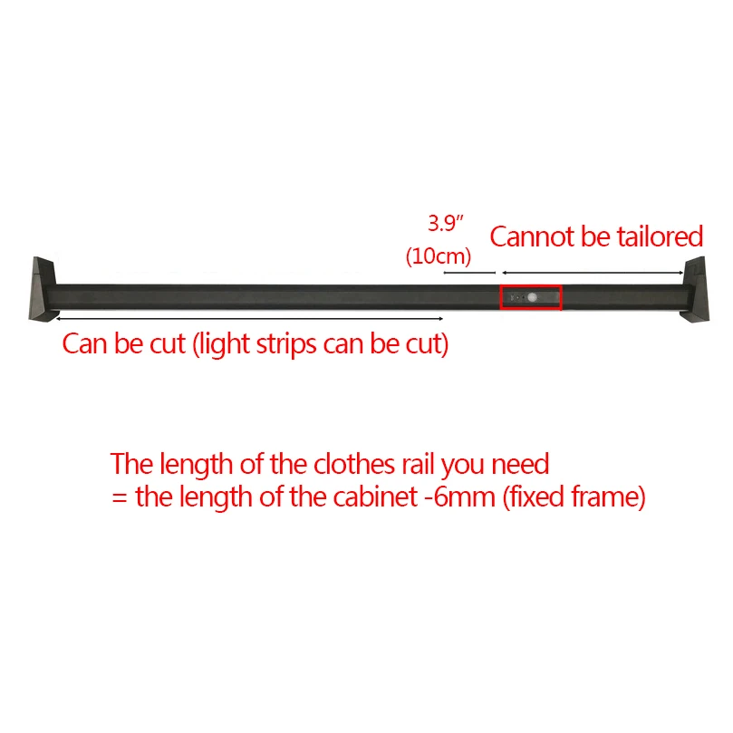 Aqumotic Armoire Hanger Cloth Pole LED Light Human Induction Lamp 1pc Charging Accessories for Wardrobe Free Tailoring Metal Rod