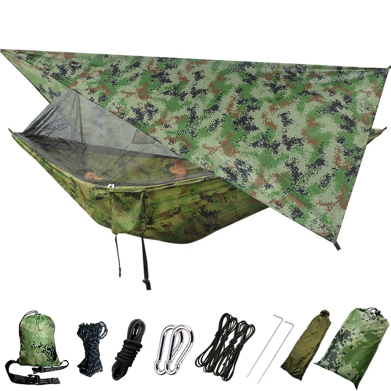 Outdoor Camping Anti-Mosquito Hammock Hanging-Bed Parachute Fabric Mosquito-Net Sleeping-Swing Hunting Lightweight Portable Camp