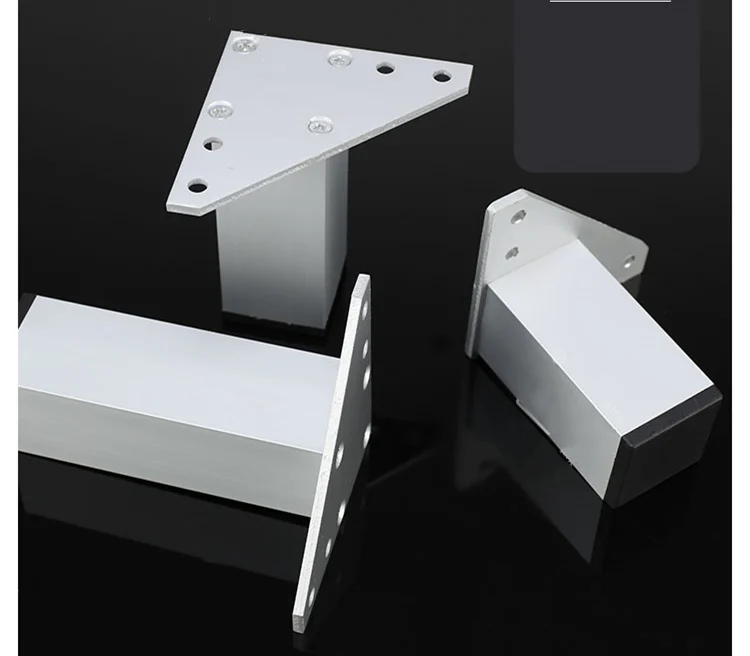 4pcs Square Metal Furniture Leg Cabinet Coffe Table Legs Thick Aluminum Alloy for TV Cabinet Sofa Foot Support Bed Riser