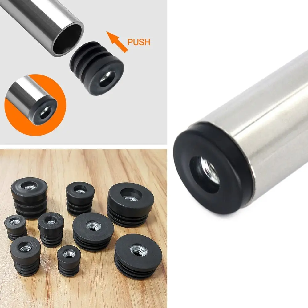 4Pcs/bag Round Plastic Furniture Leg Pipe Hole Plugs With Nut Hole Blanking End Cover Caps Chair Leg Furniture Leveling Feet
