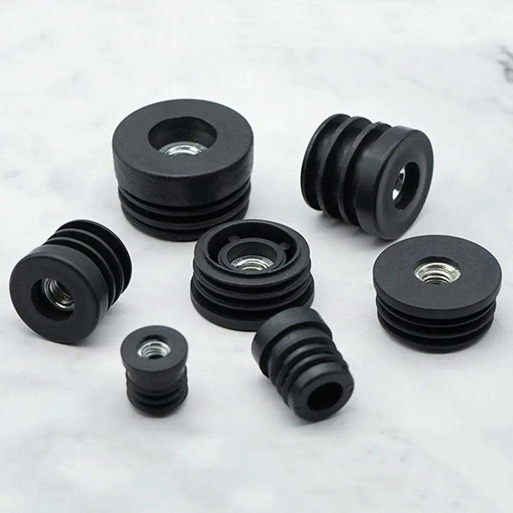 4Pcs/bag Round Plastic Furniture Leg Pipe Hole Plugs With Nut Hole Blanking End Cover Caps Chair Leg Furniture Leveling Feet