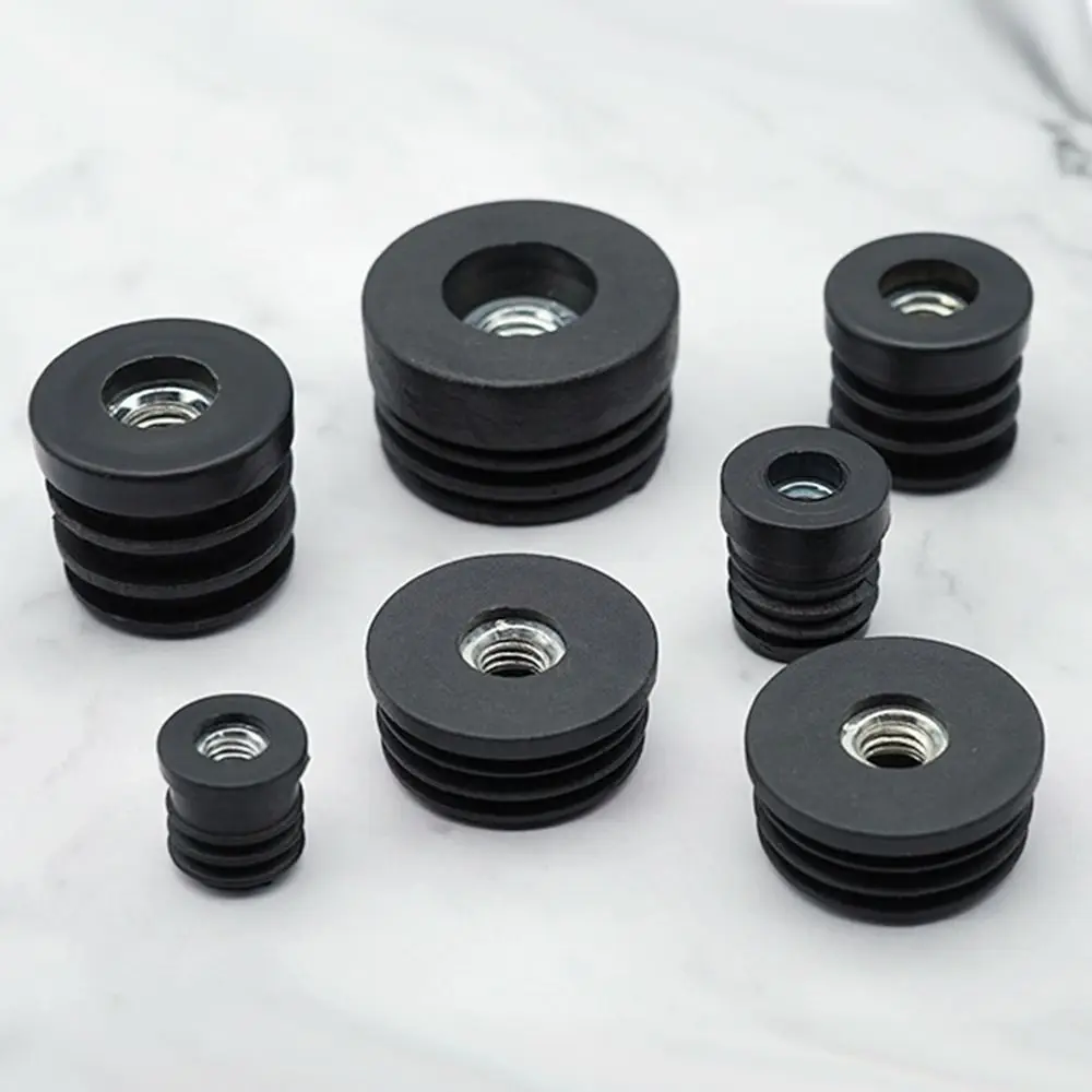 4Pcs/bag Round Plastic Furniture Leg Pipe Hole Plugs With Nut Hole Blanking End Cover Caps Chair Leg Furniture Leveling Feet