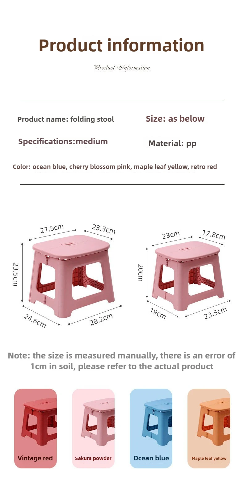1 Piece of Foldable Chair Stool, Thickened and Portable, Lightweight Plastic Stool Suitable for Home Bathrooms and Outdoor Use