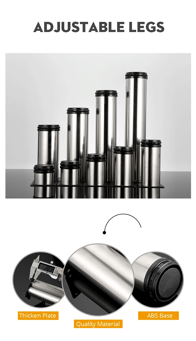 KAK Stainless Steel Furniture Leg Adjustable Table Feet Replacement Cabinet Sofa Metal Foot with Screws Furniture Hardware