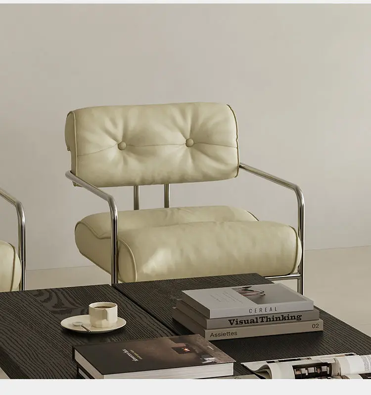 MOMO Antique Style Sofa Chair Living Room Designer Simple Single Chair Hotel Club Bauhaus Negotiation Stainless Steel Chair