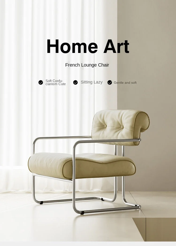 MOMO Antique Style Sofa Chair Living Room Designer Simple Single Chair Hotel Club Bauhaus Negotiation Stainless Steel Chair