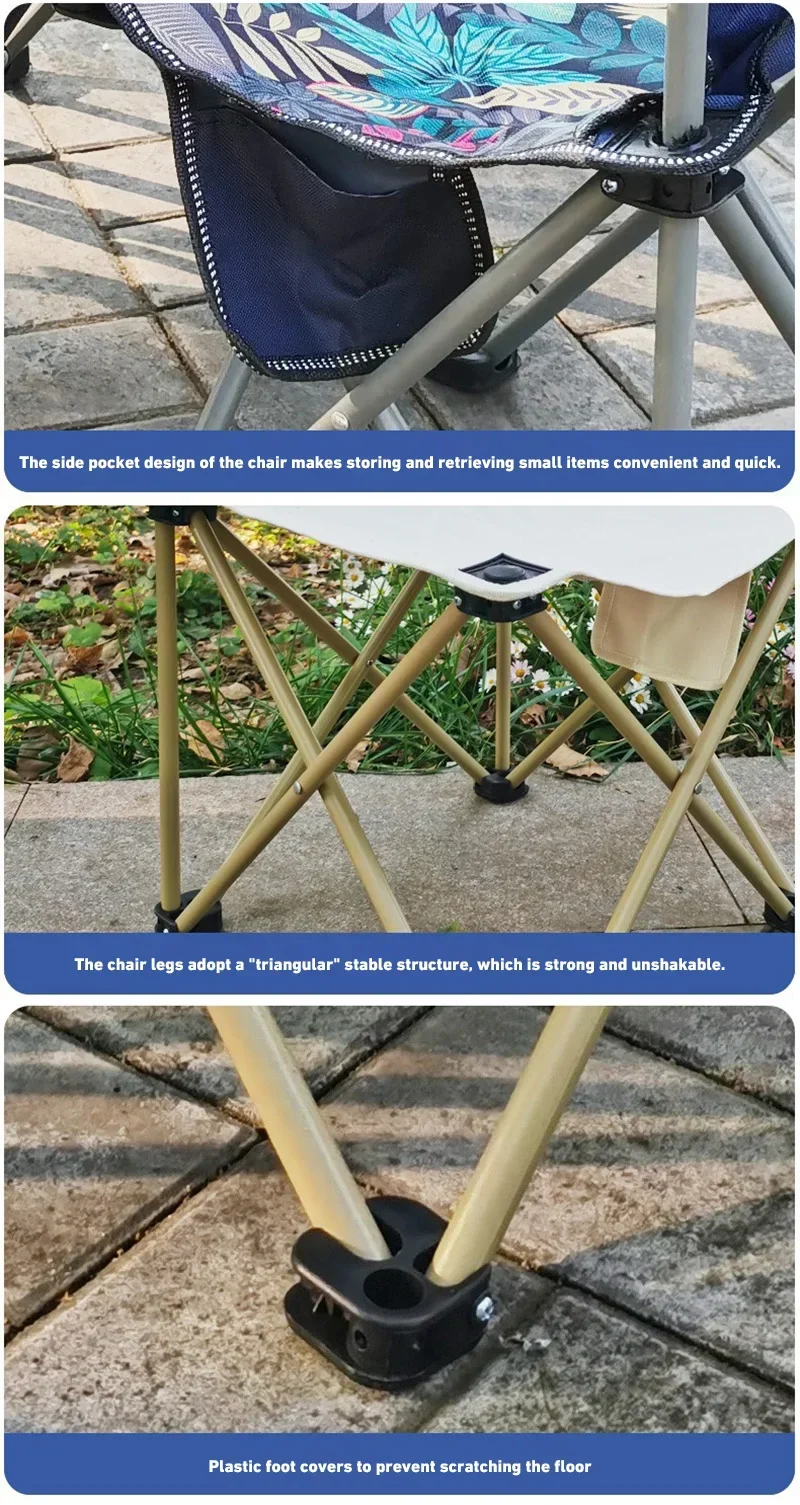 Outdoor Portable Folding Chair With Storage Bag Foldable Car Outdoor Chair Lightweight Bearing Strong Ride Comfort Camping Gear
