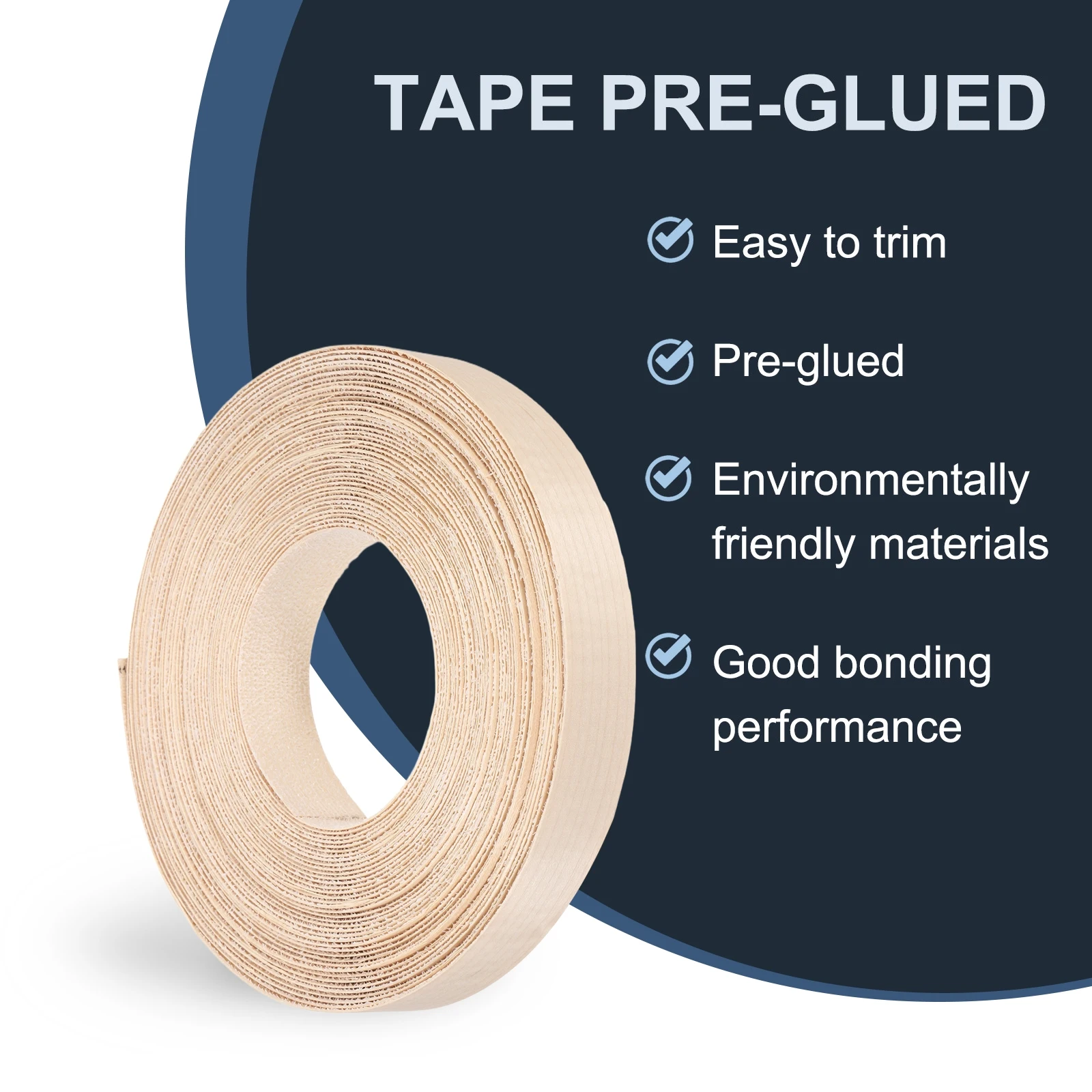 Birch Edge Banding 7.62m/15m Wood Veneer Tape Pre-glued Flexible Wood Tape Banding for Furniture Cabinet Shelves Tables Repair
