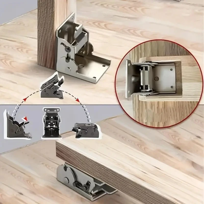 Heavy-duty foldable bracket, 90-degree self-locking hinges, for table legs and shelf brackets, 330 LBS each, 2 packs, black