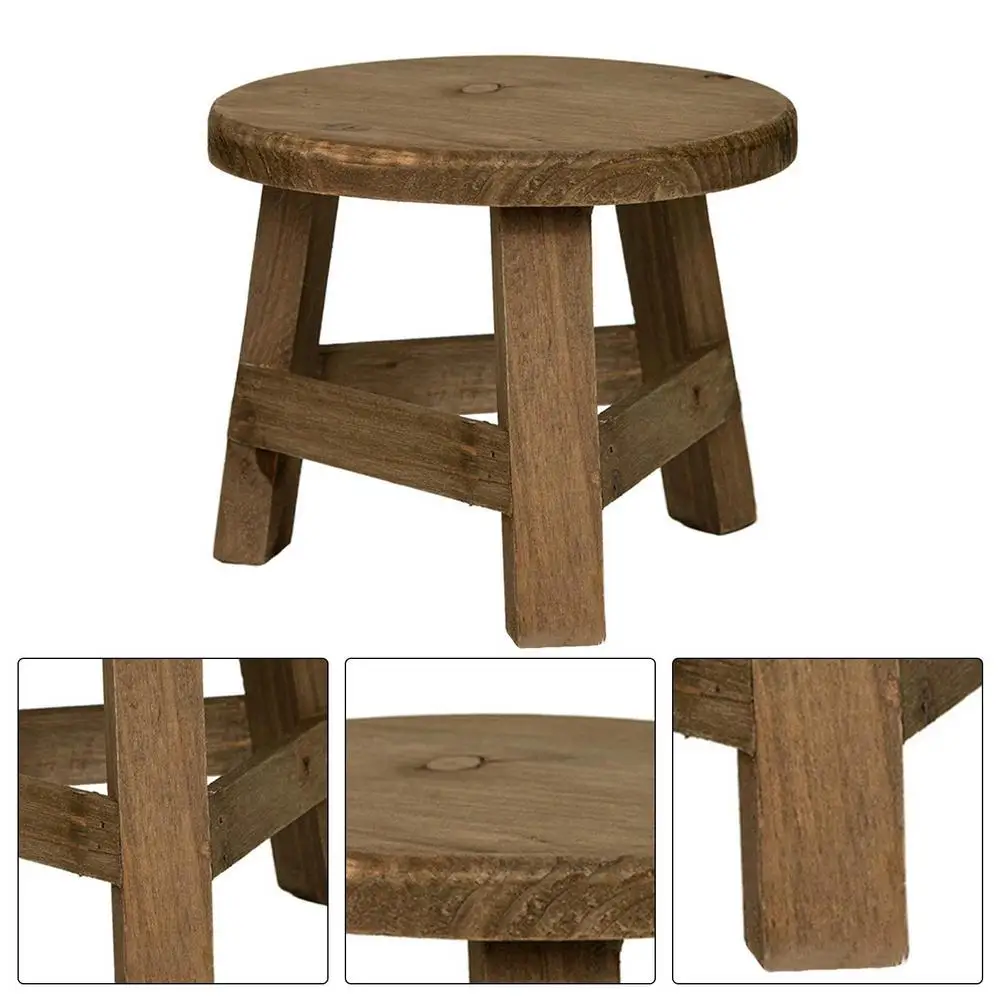 Wooden Stool Plant Stand Mini Kid Stool Fishing Wooden Stool Flower Shelf Bonsai Rack Interior Decoration Kitchen Small Bench