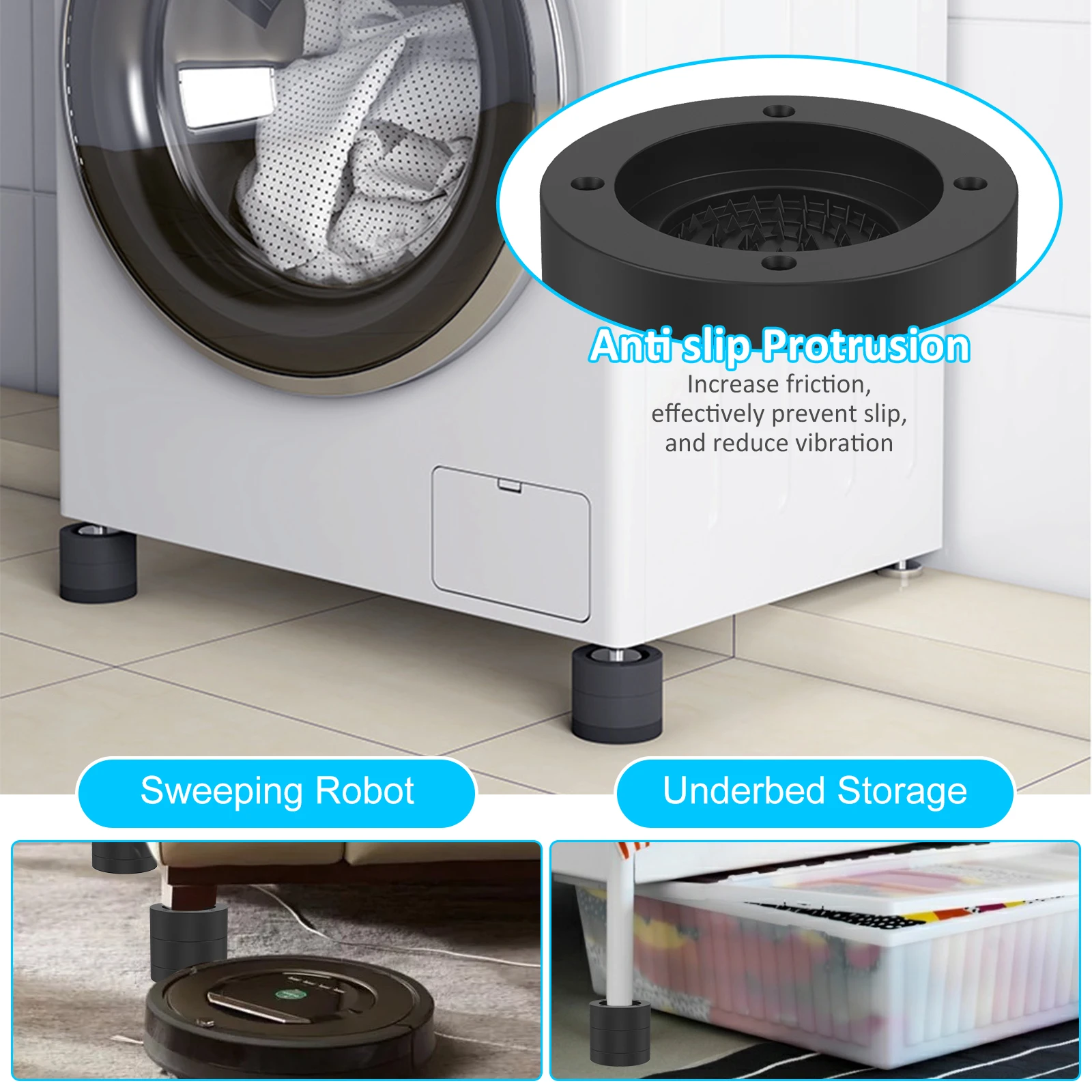 4/8Pcs Round Foot Pad Universal Furniture Riser Heavy Duty Sofa Cabinet Leg Lift Double Layer Protector Furniture Accessories